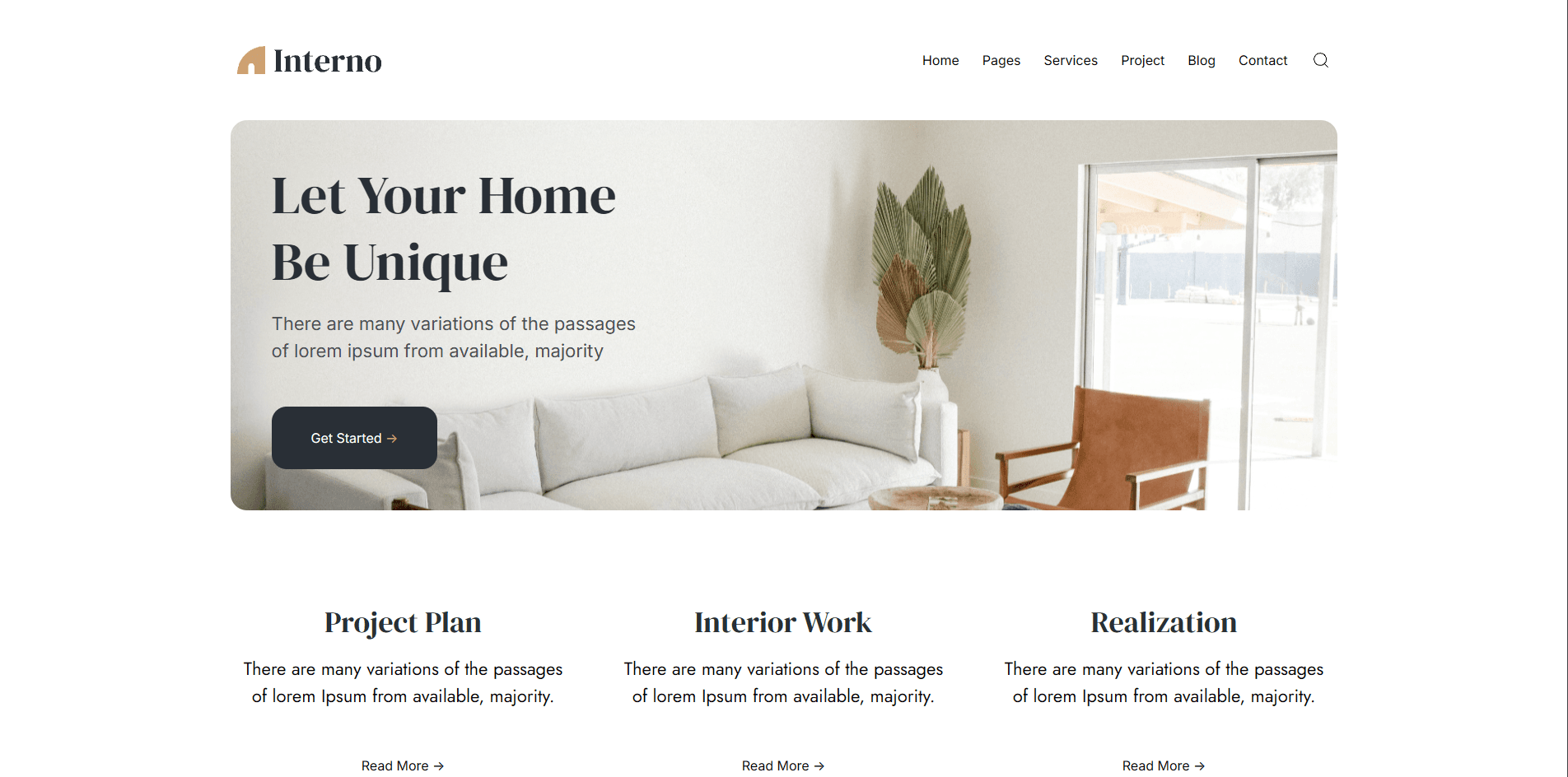 Interior Landing Page Slicing Project